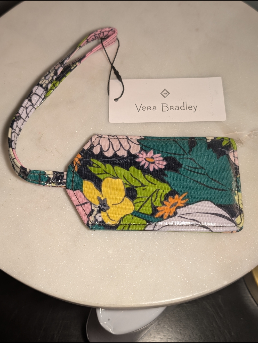 Vera Bradley Floral Luggage Tag in Teal & Yellow NWT Bloom Water Resistant